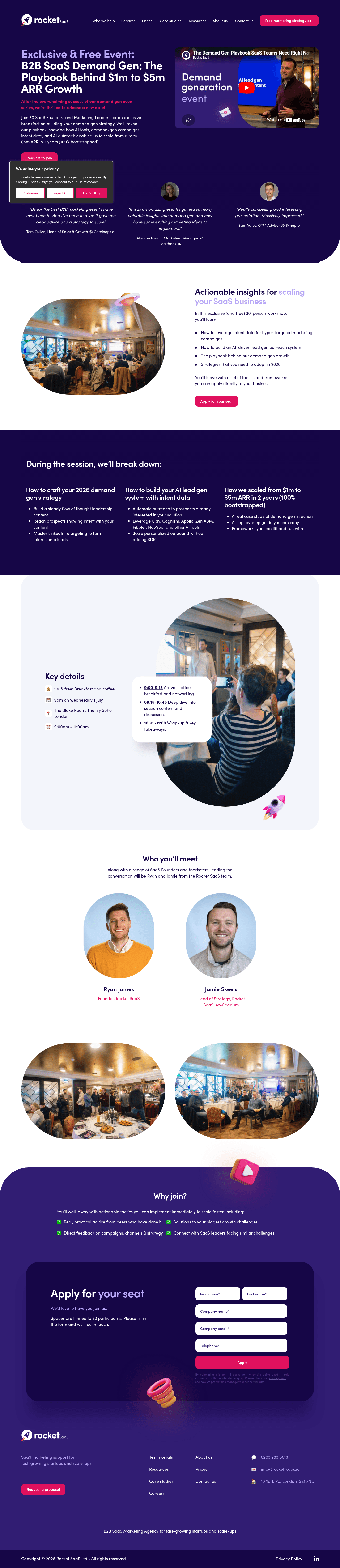 Rocket SaaS landing page