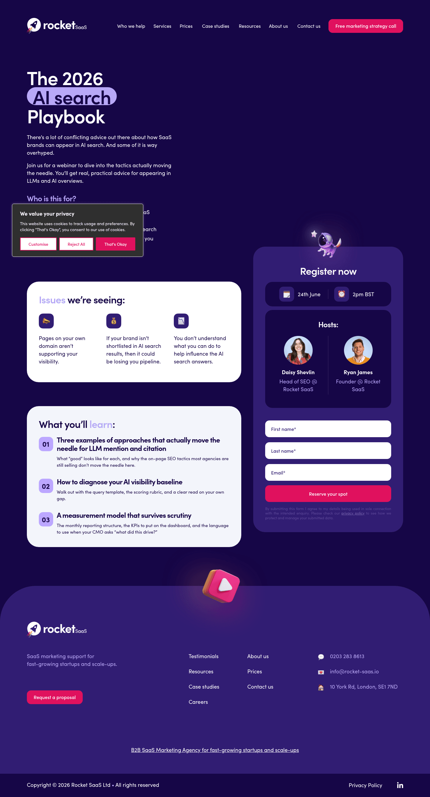 Rocket SaaS landing page