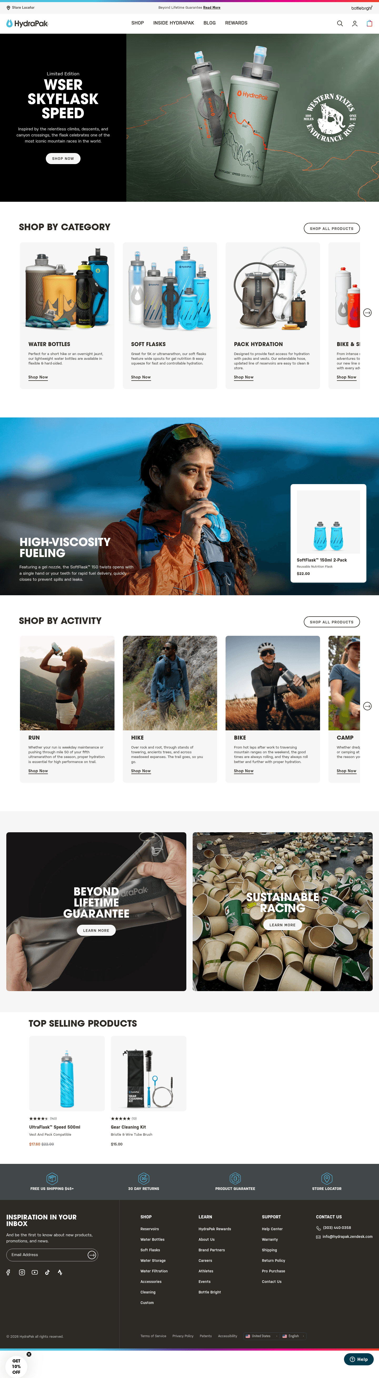 Hydrapak landing page