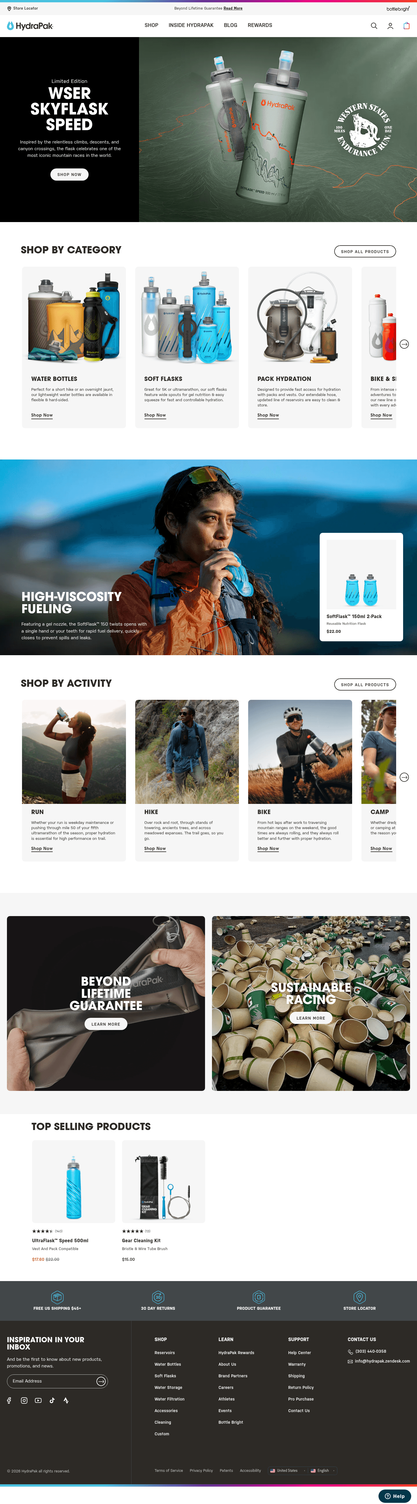 Hydrapak landing page