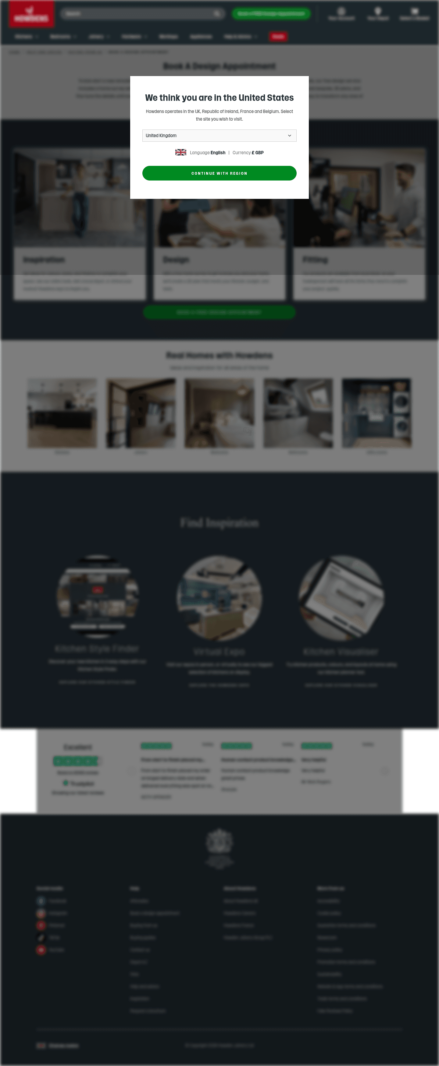 Howdens landing page