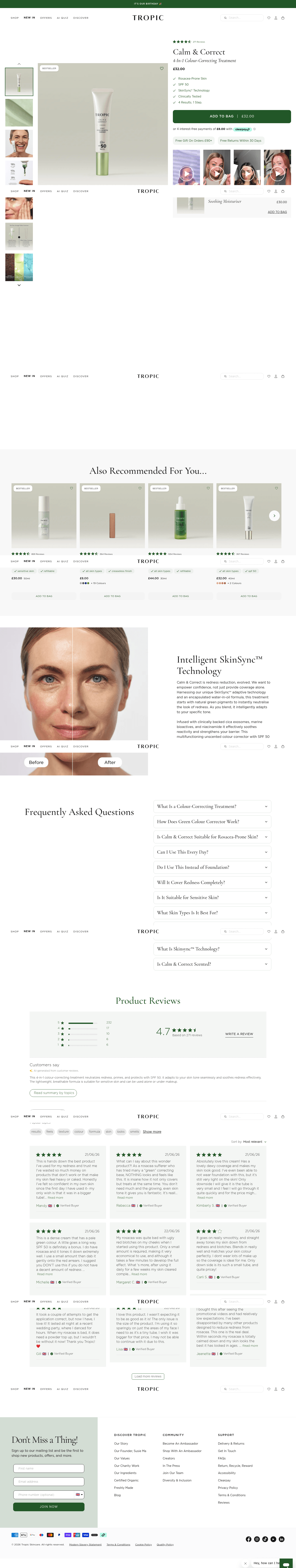 Tropic Skincare by Luca Kelly landing page