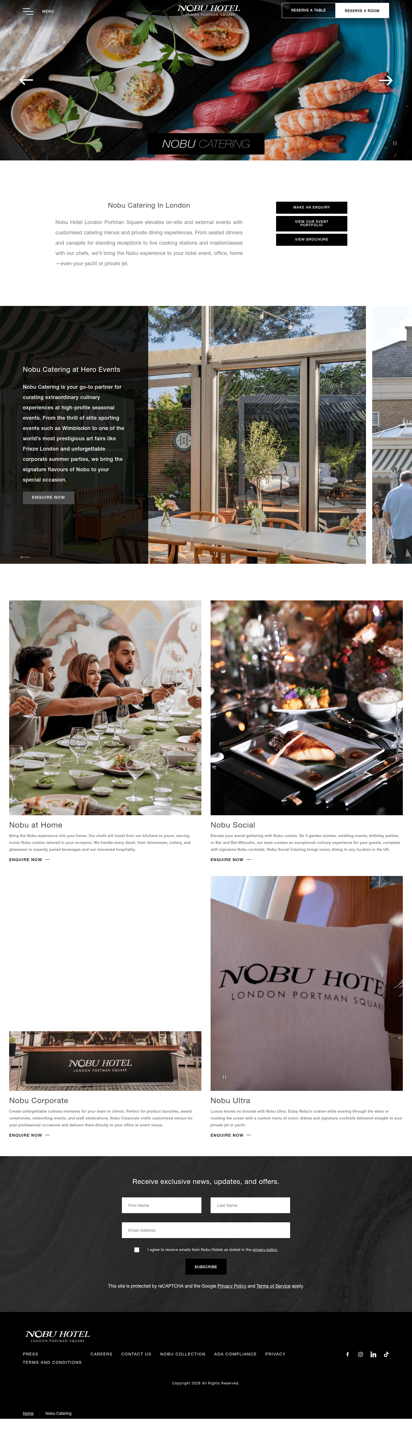 Nobu Hotel London Portman Square landing page