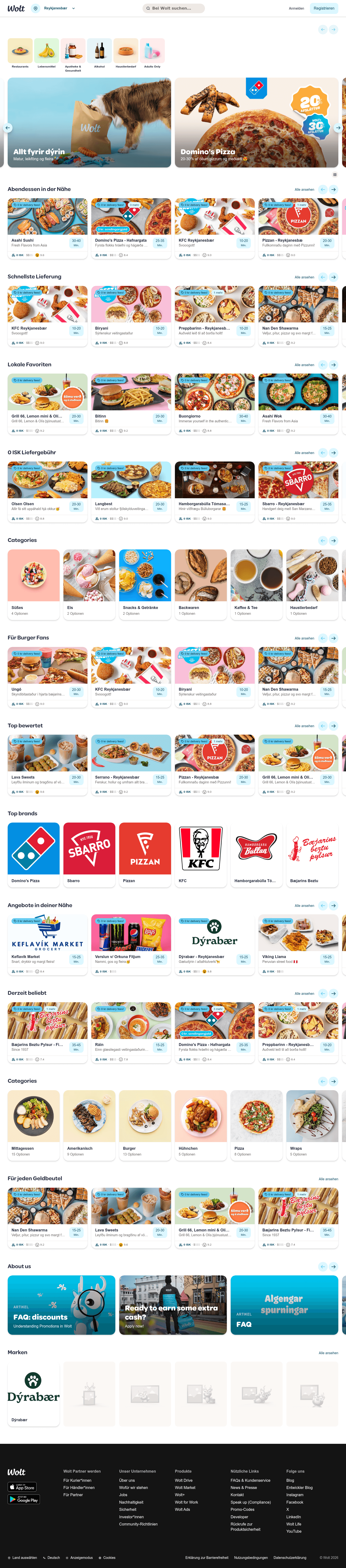 Wolt landing page