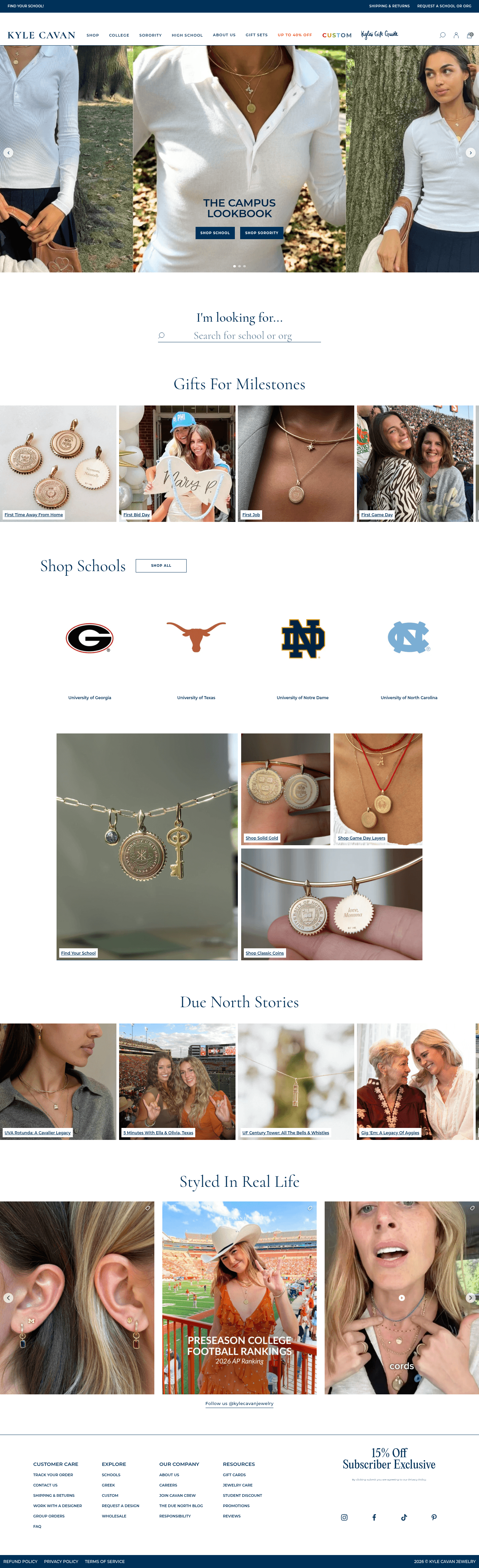 KYLE CAVAN JEWELRY landing page