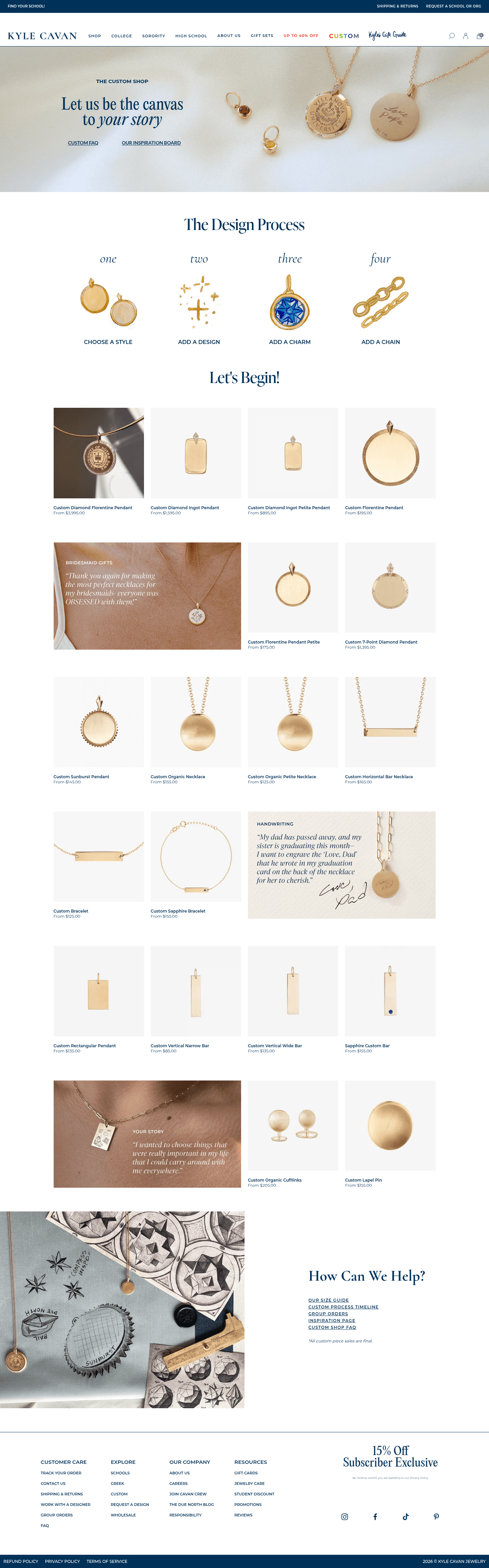 KYLE CAVAN JEWELRY landing page