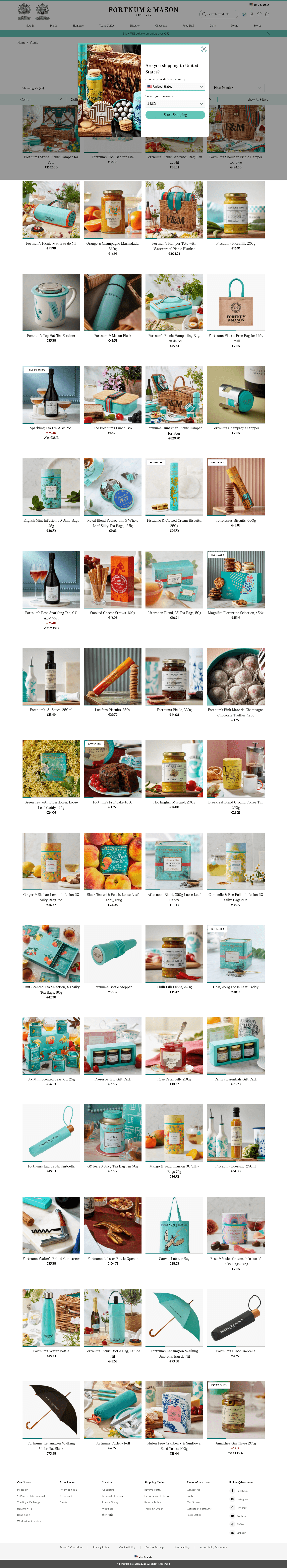 Fortnum & Mason landing page