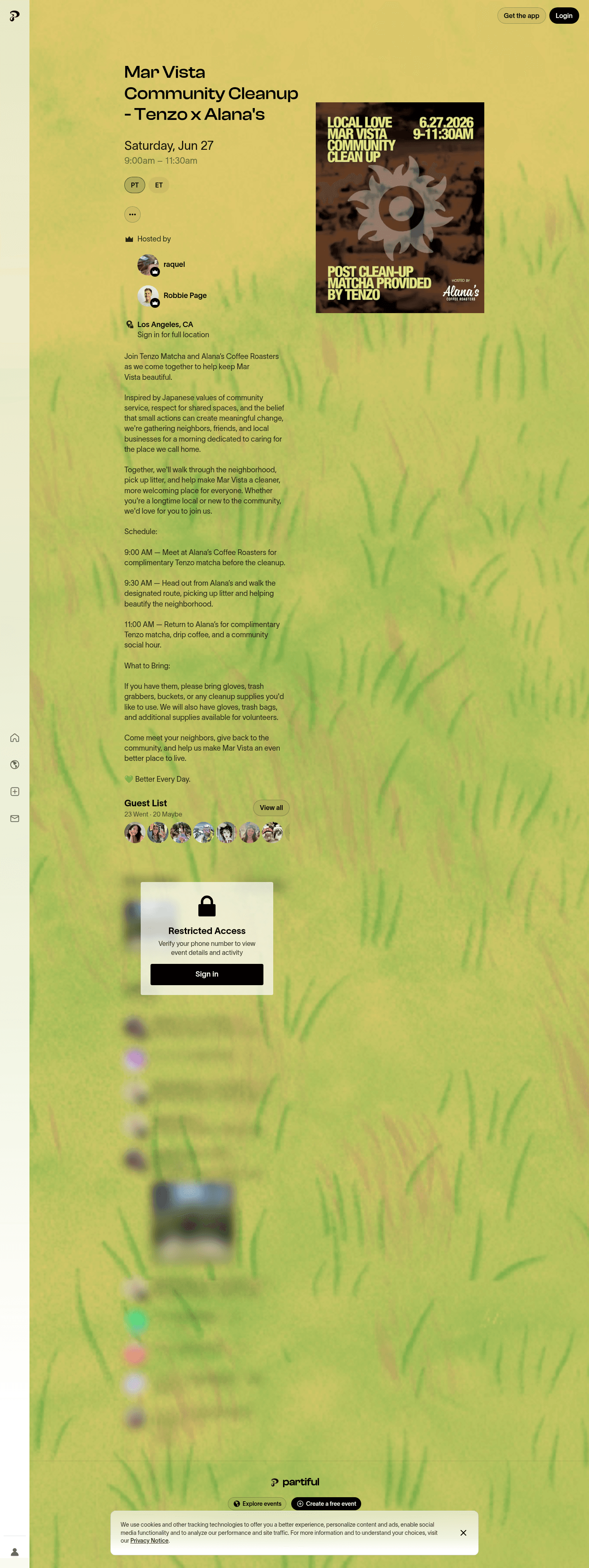 Tenzo landing page
