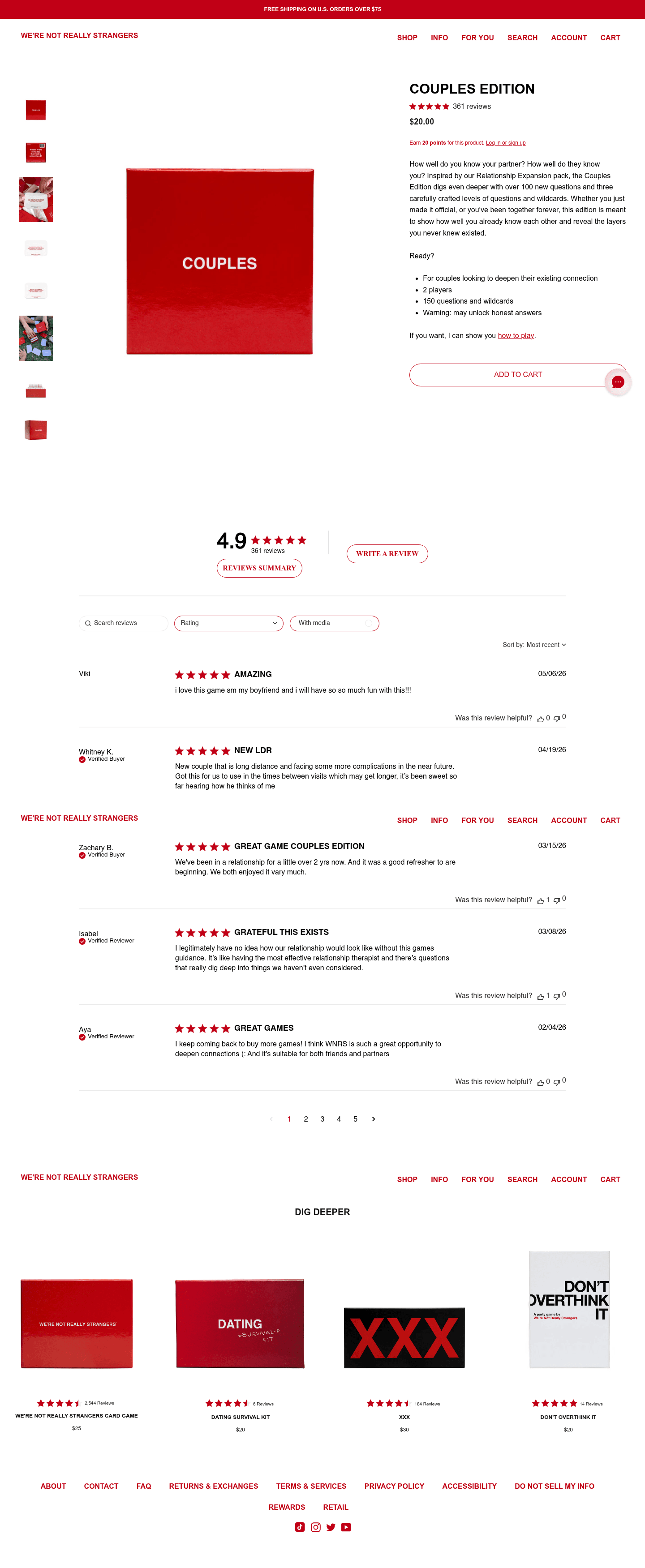 We're Not Really Strangers landing page