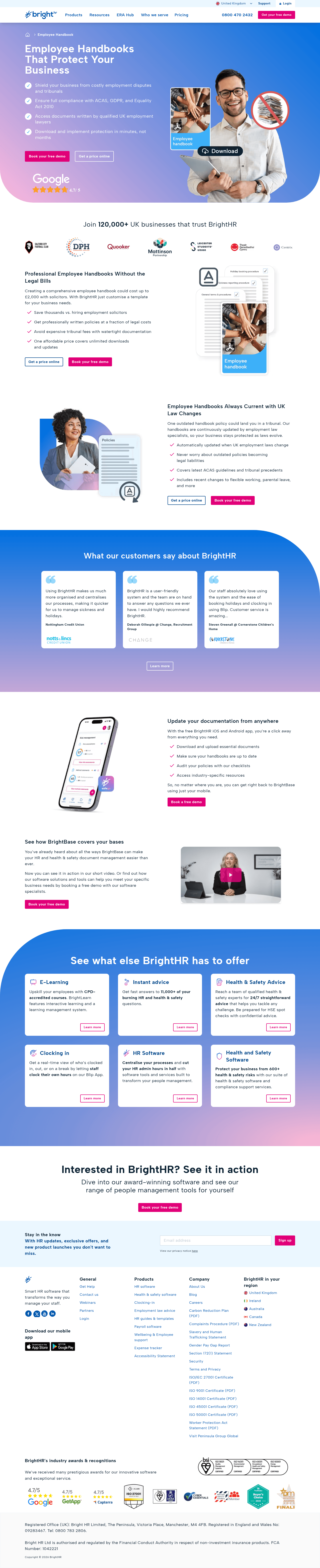 BrightHR landing page