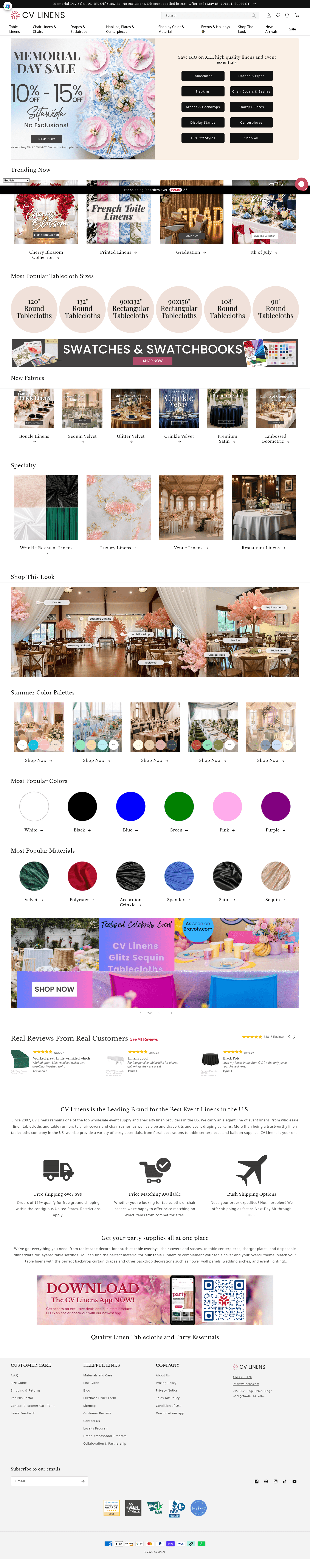 CV Linens landing page