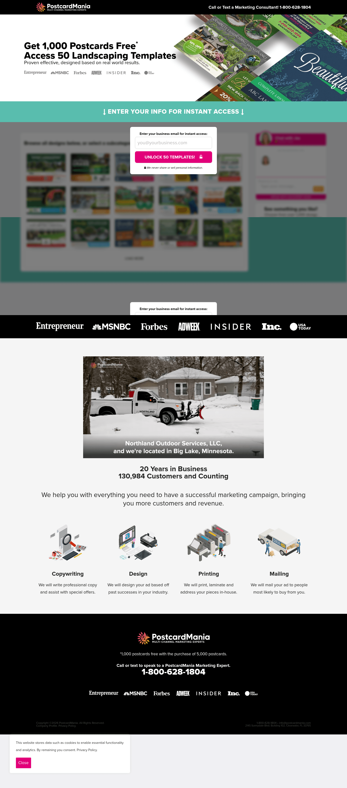 PostcardMania landing page
