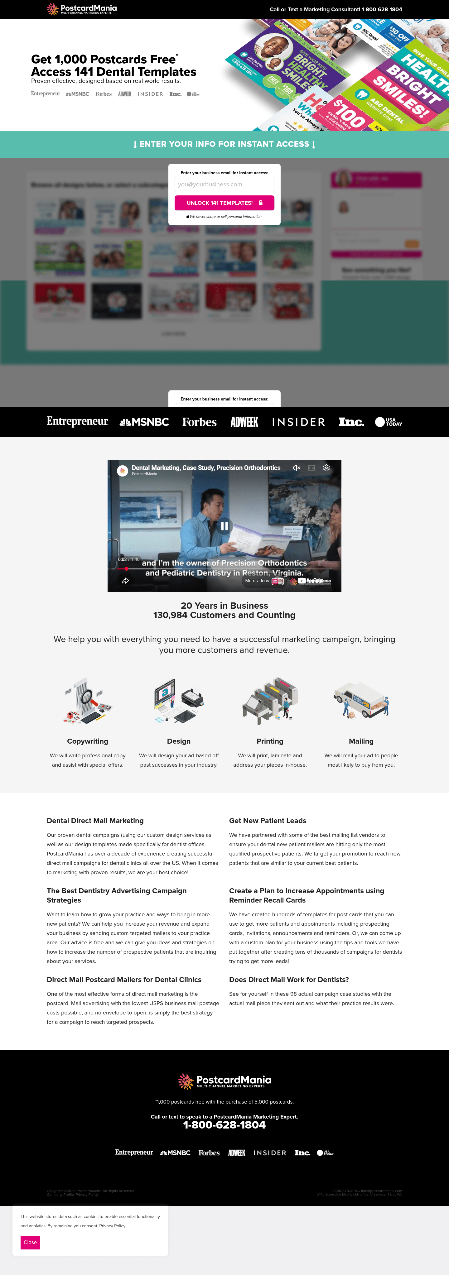PostcardMania landing page
