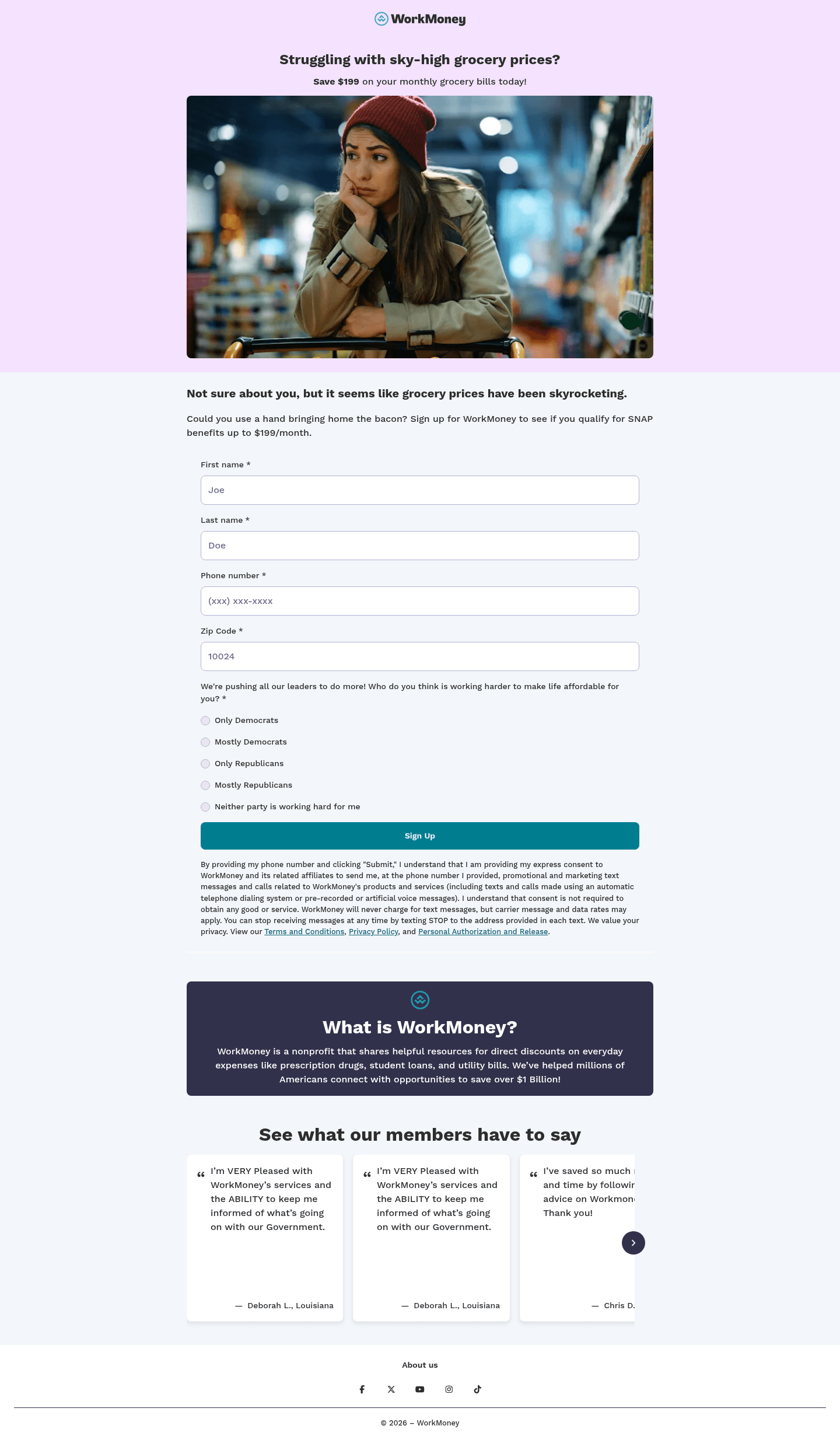 WorkMoney Media landing page