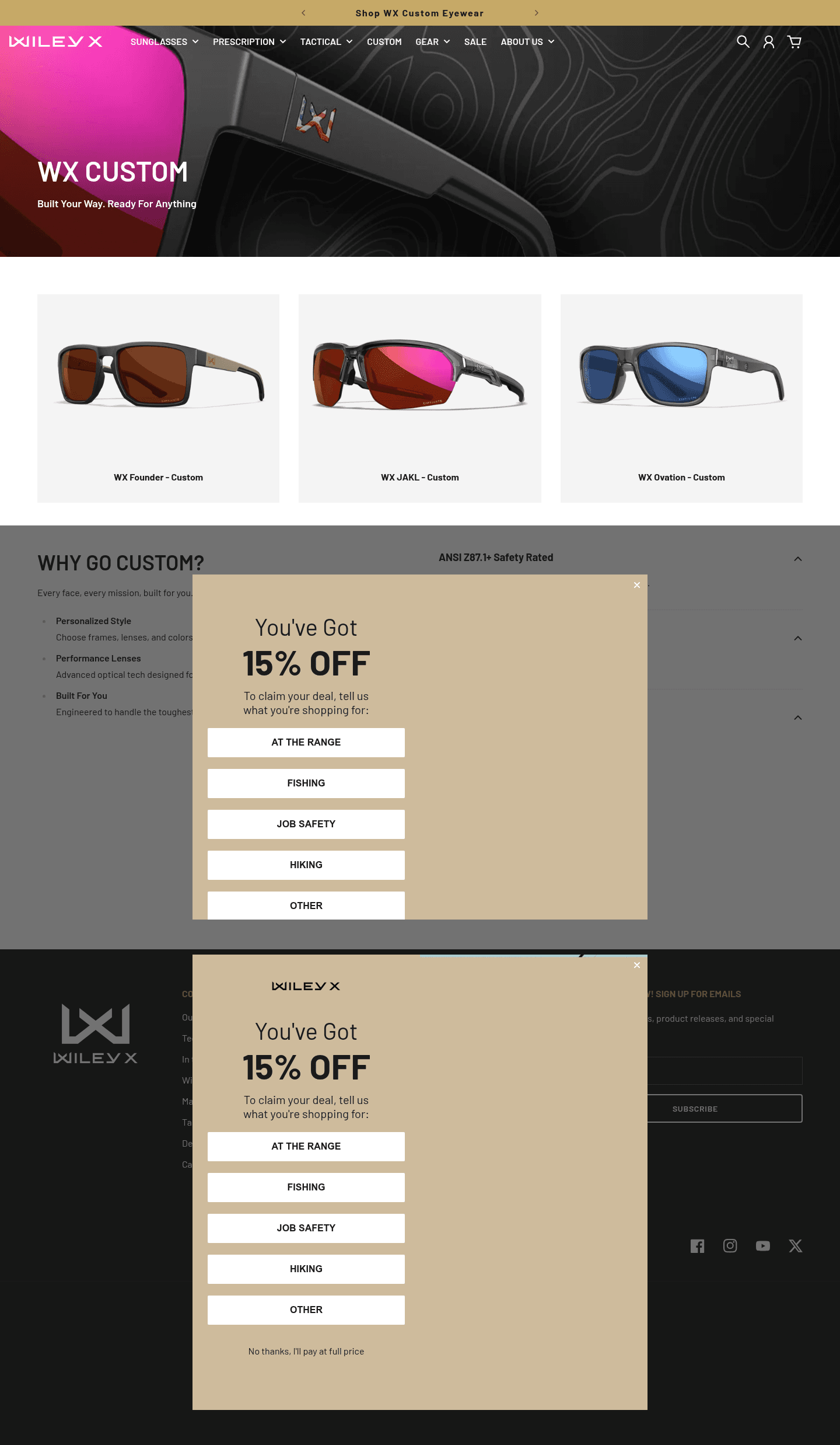 WILEY X INC landing page