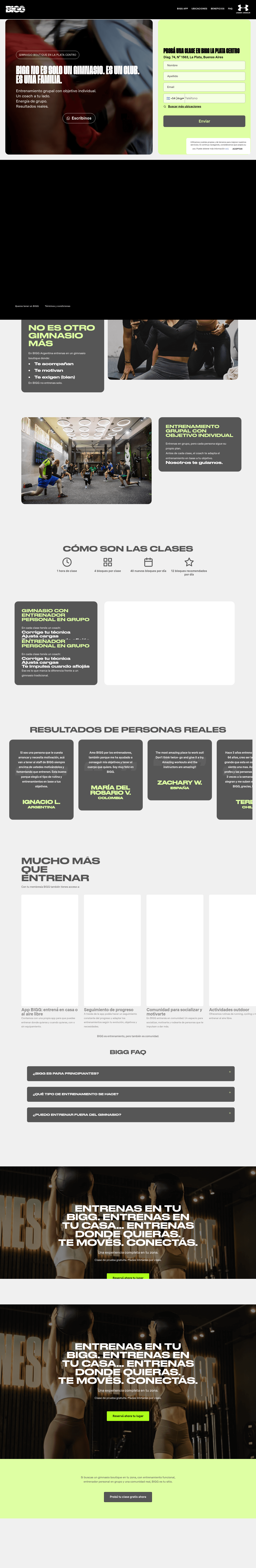 Bigg landing page