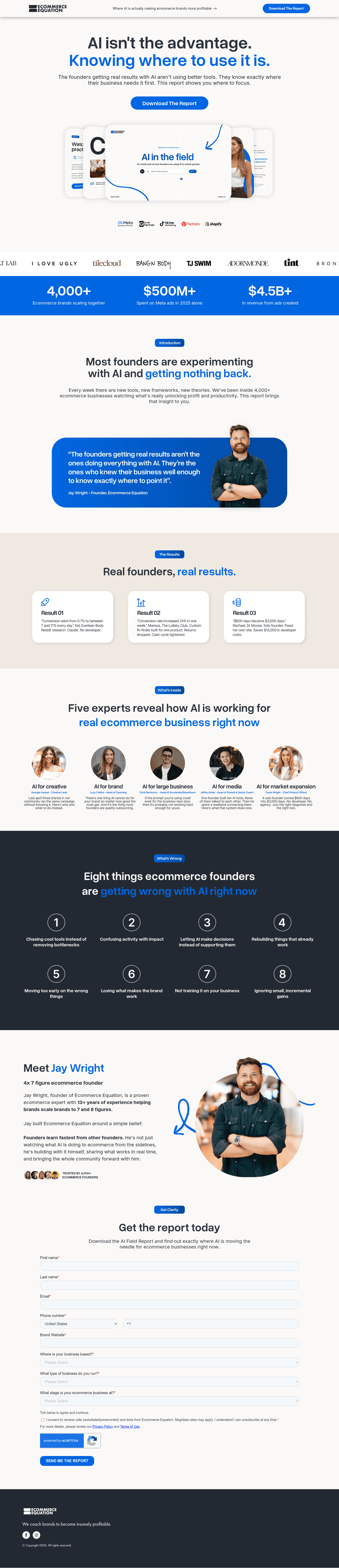 Ecommerce Equation landing page