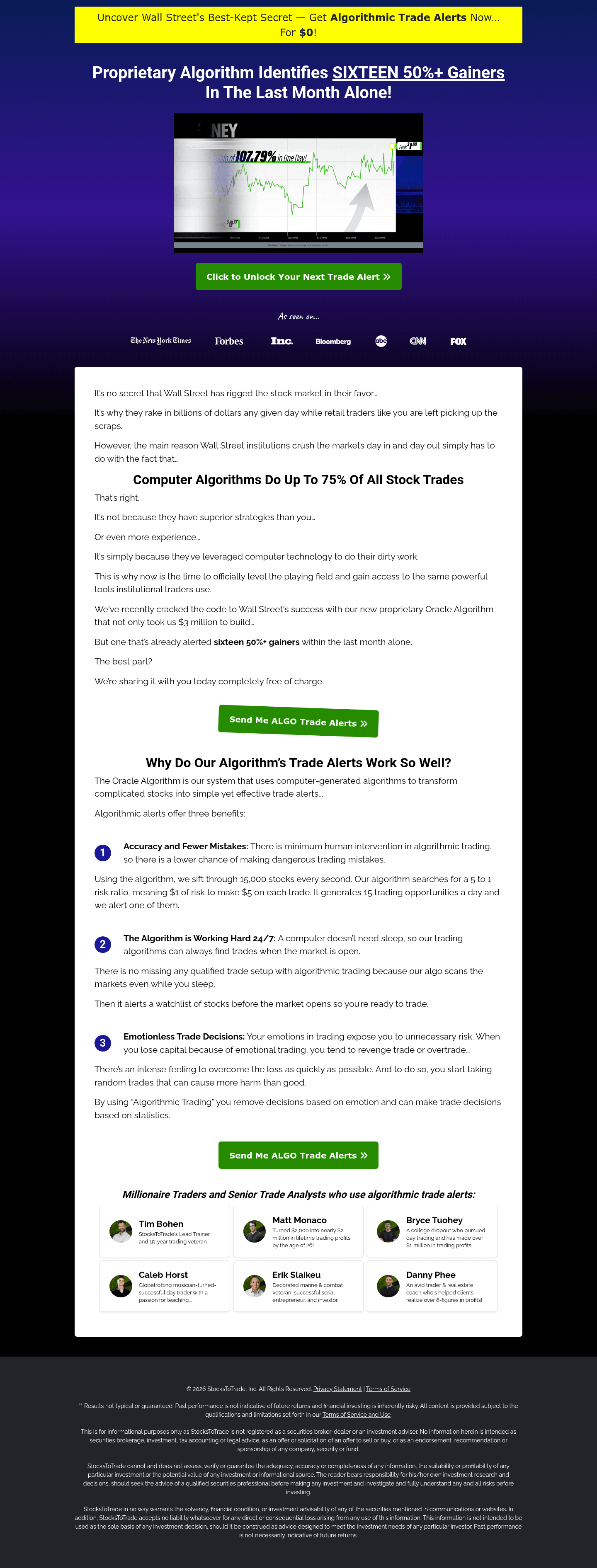 StocksToTrade, Inc. landing page