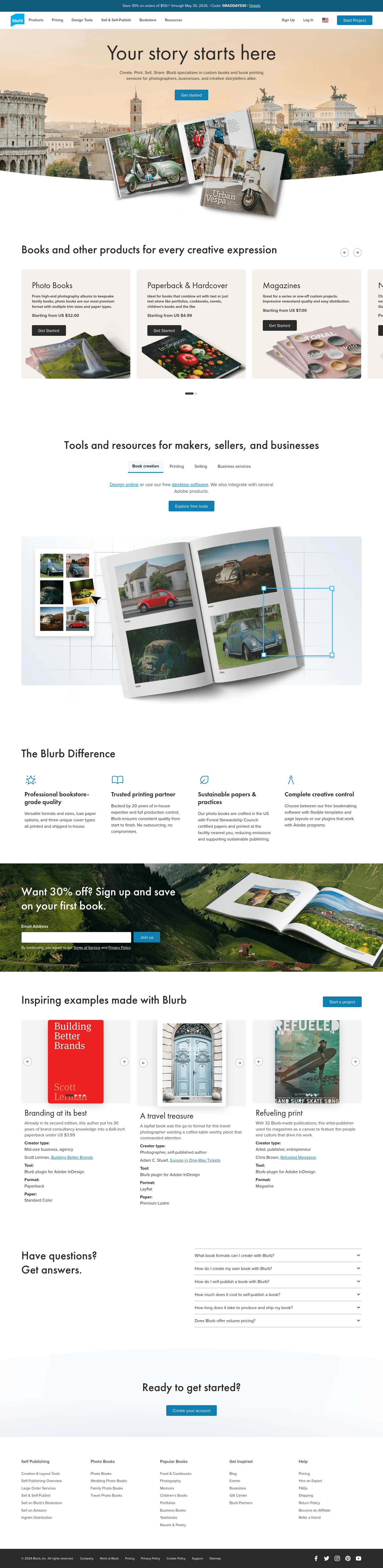 Blurb landing page
