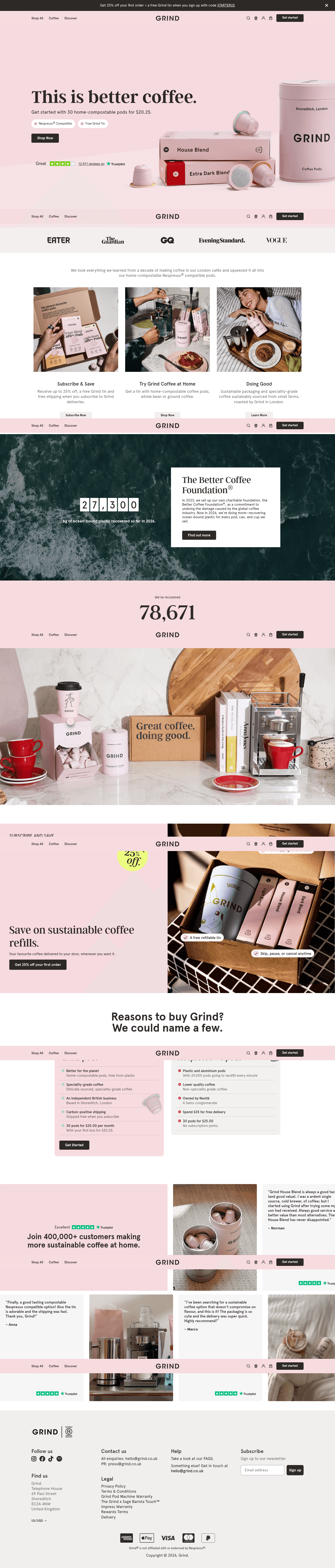 Grind landing page