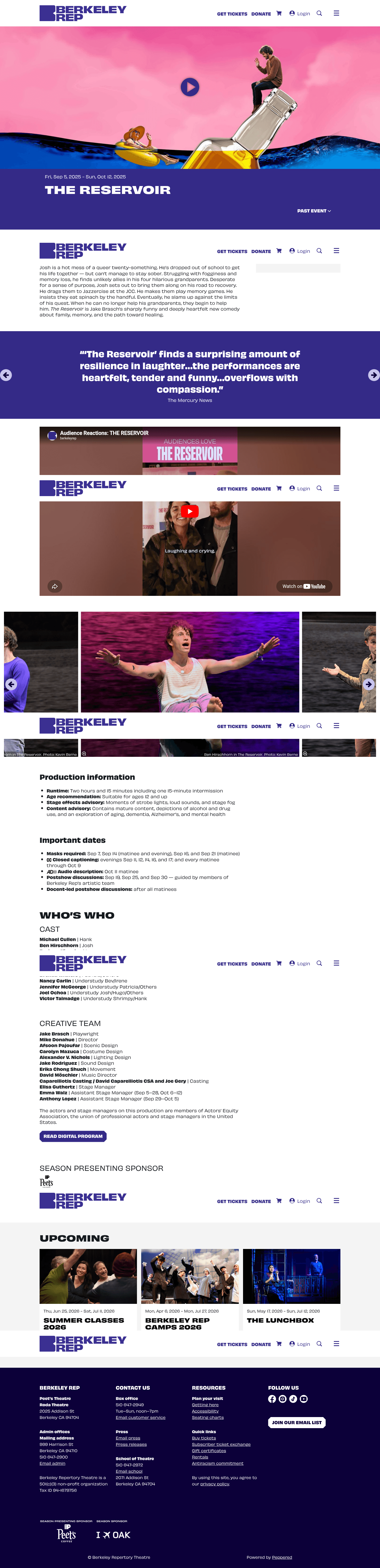 Berkeley Repertory Theatre landing page