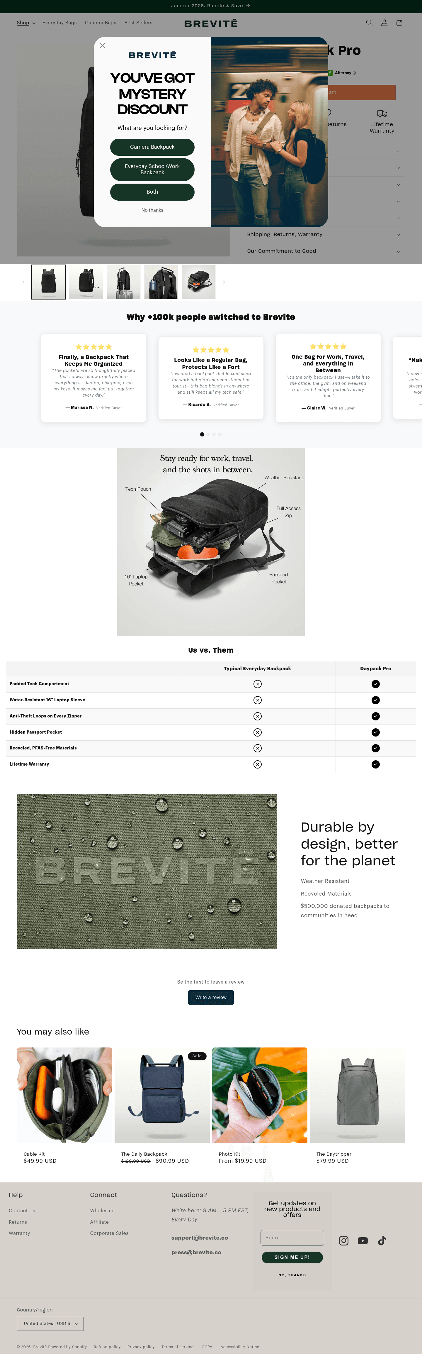Brevitē landing page