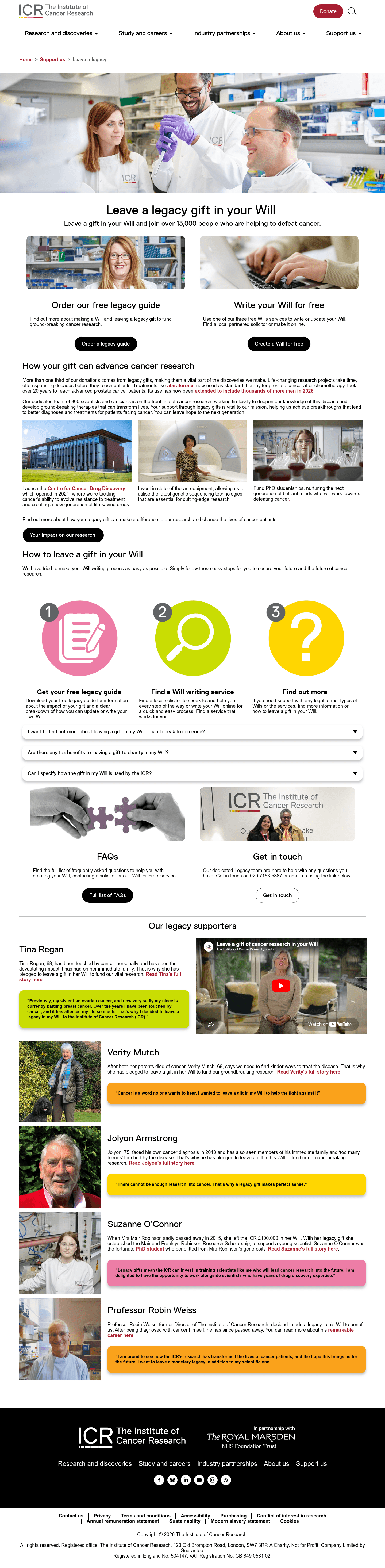 The Institute of Cancer Research landing page