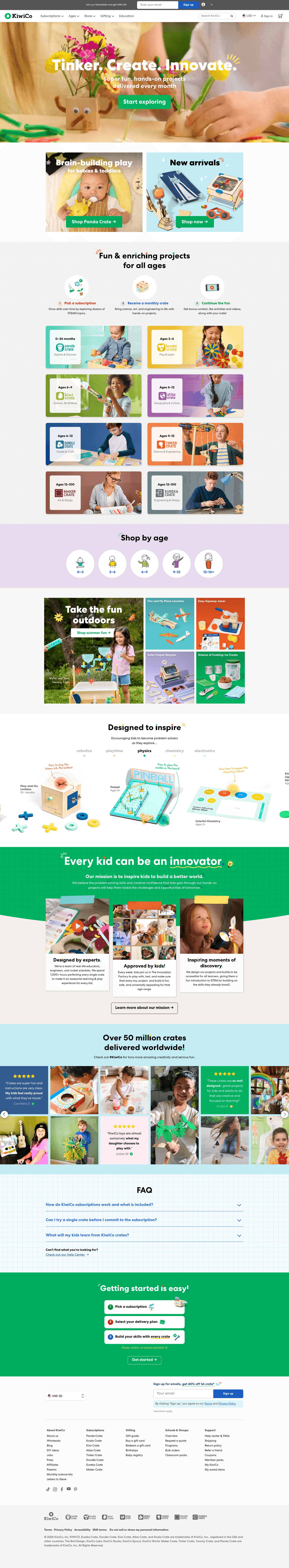KiwiCo Inc. landing page