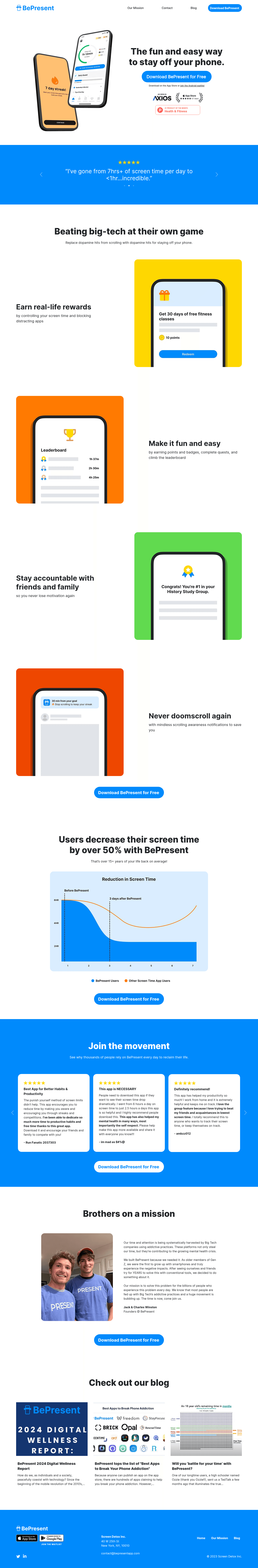 BePresent landing page
