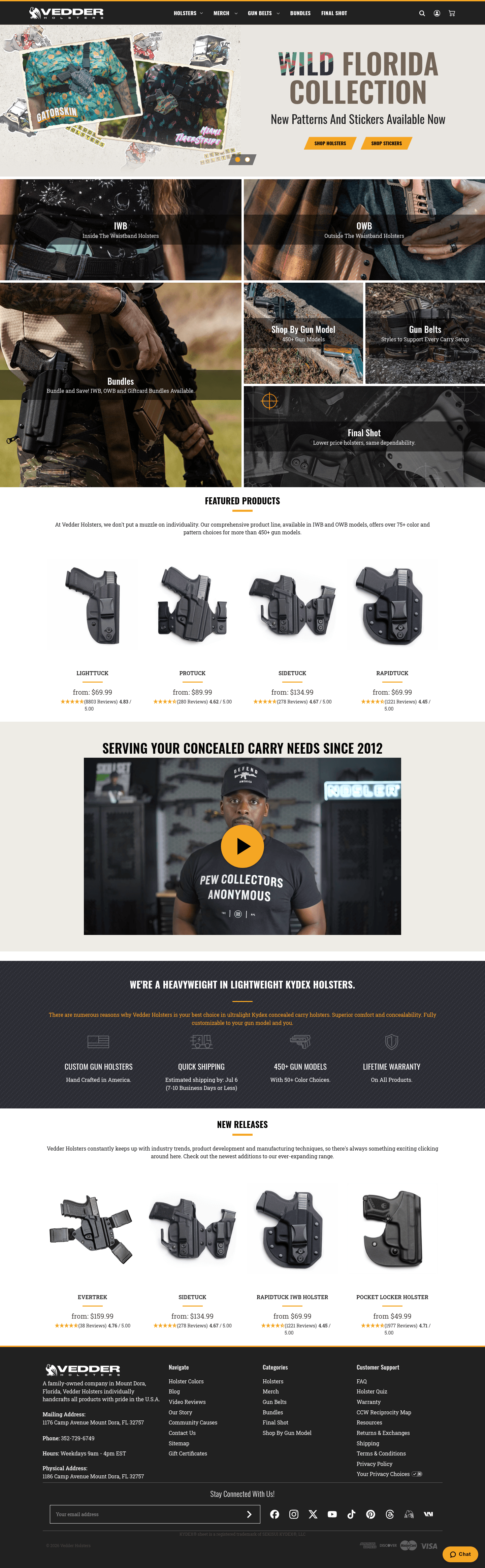 Vedder Holsters landing page