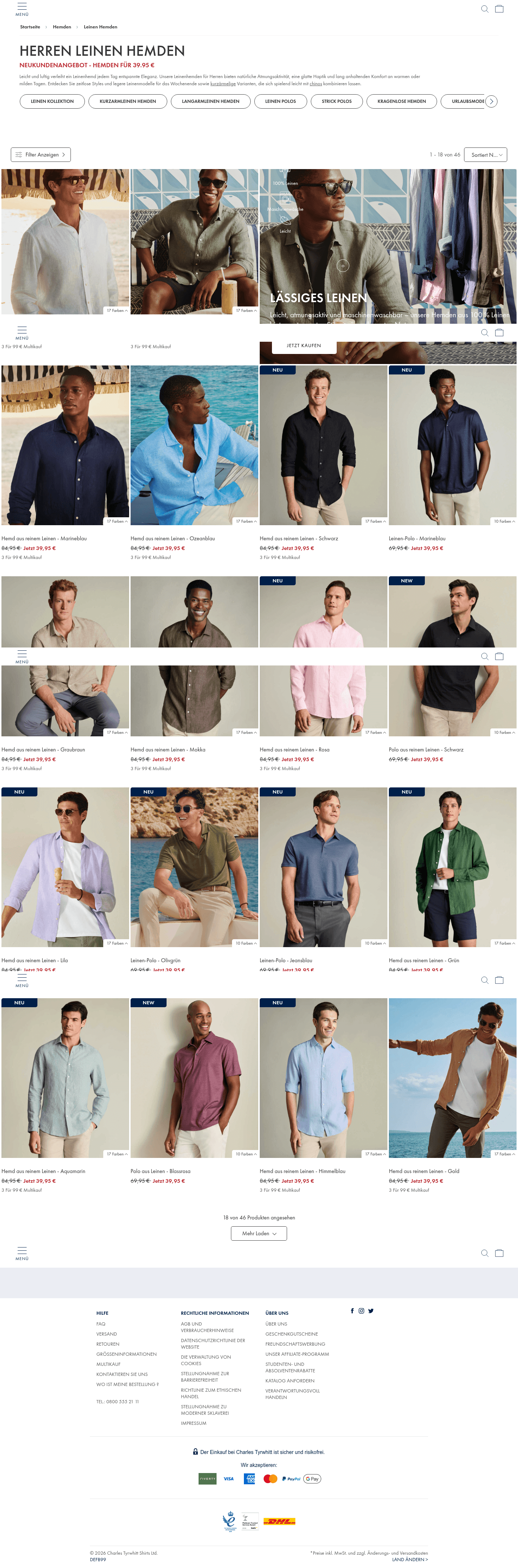 Charles Tyrwhitt landing page