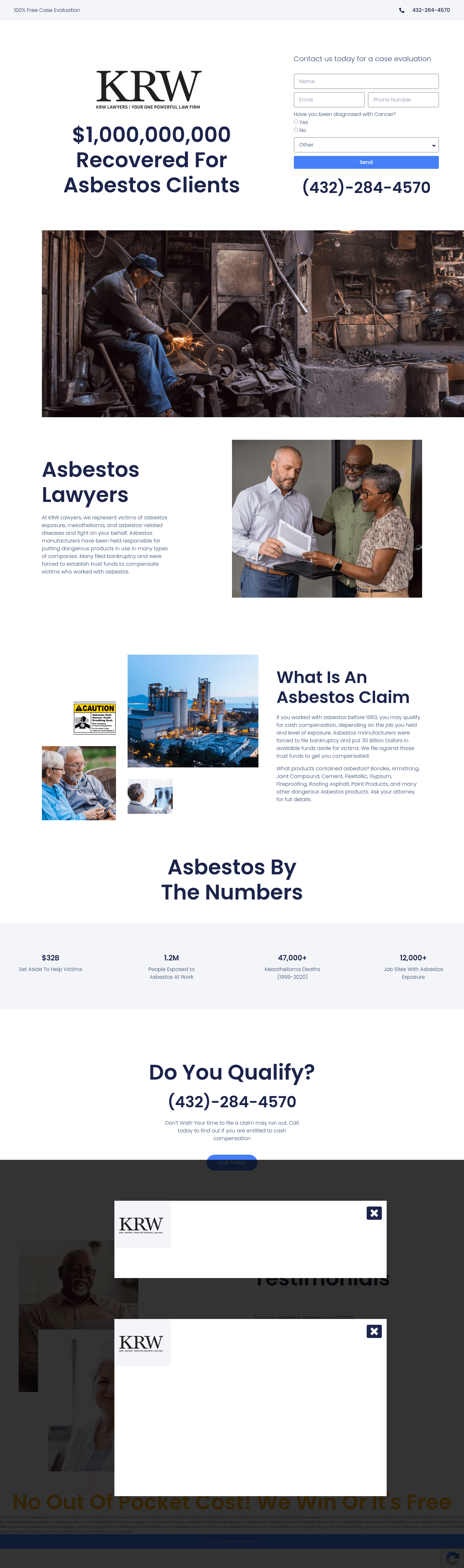 KRW Lawyers landing page