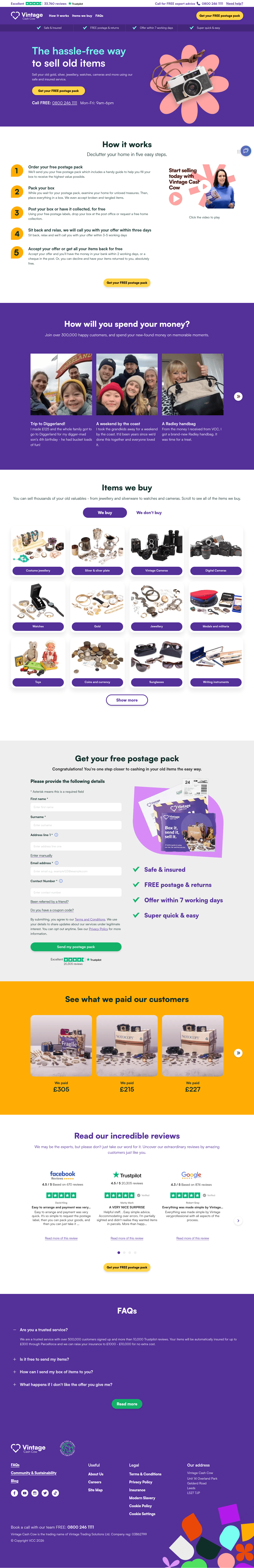 Vintage Cash Cow landing page