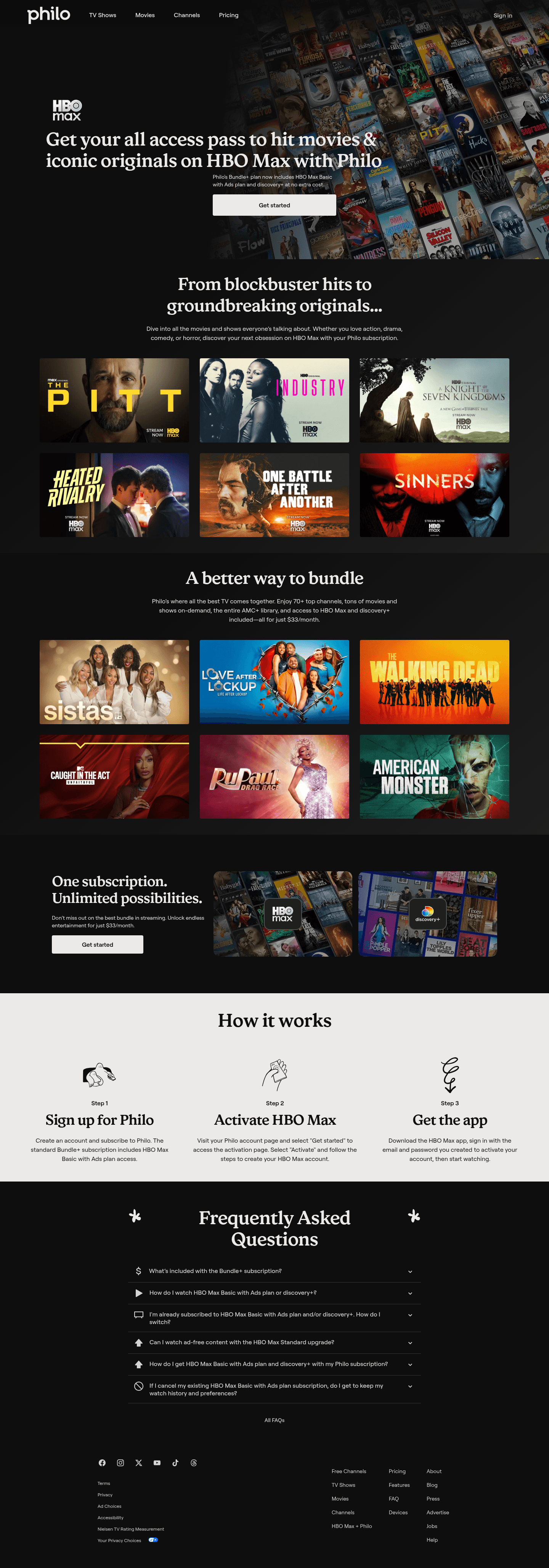 Philo landing page