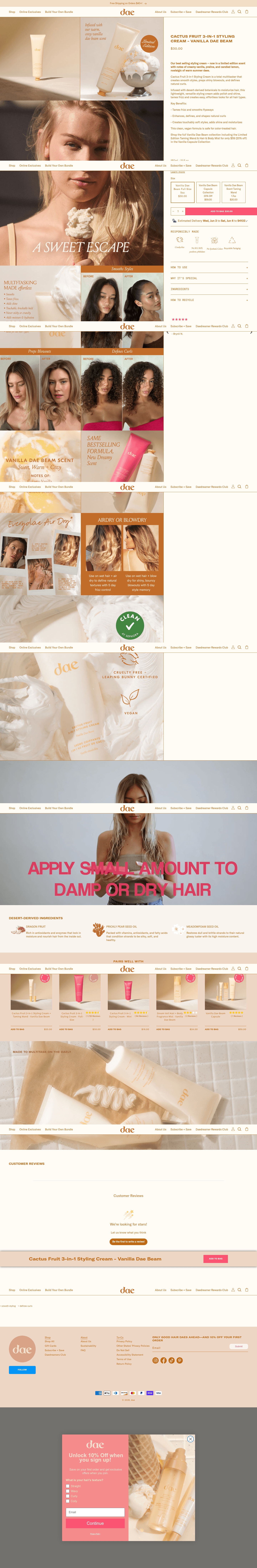 Dae Hair landing page
