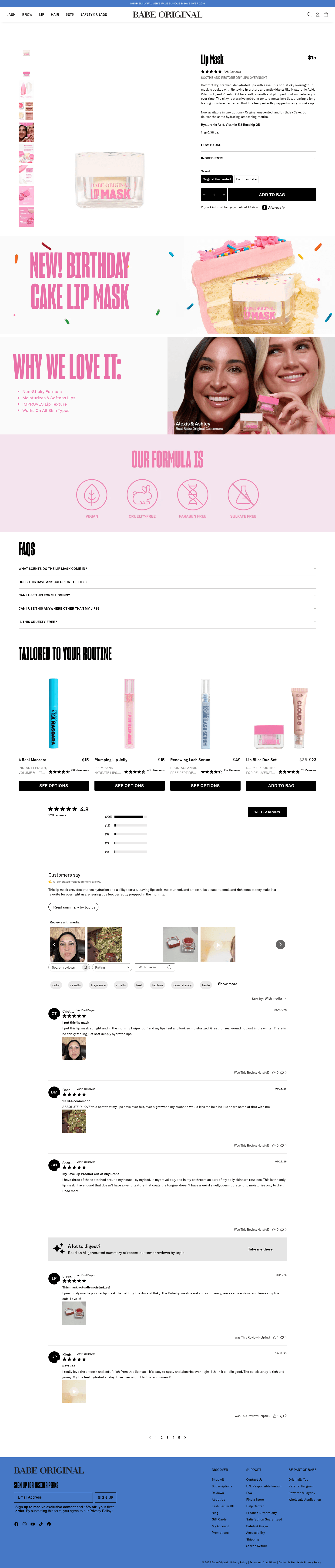 Babe Original landing page