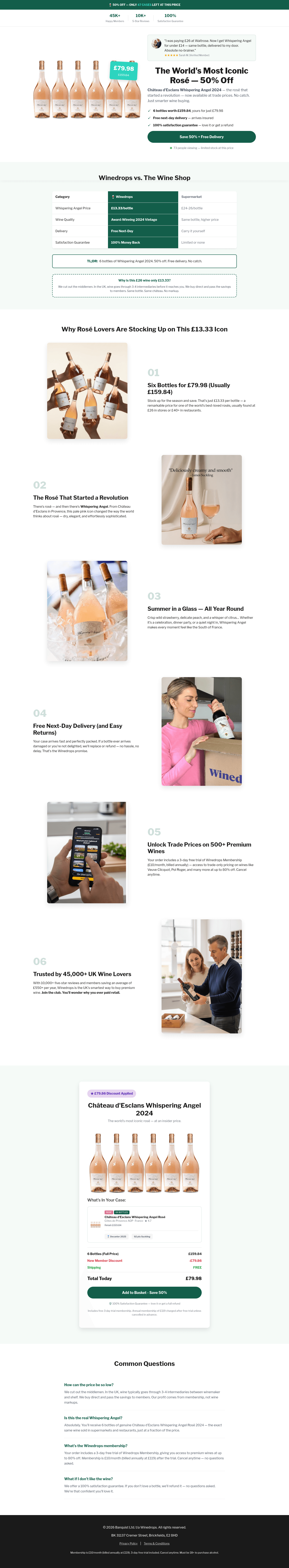 Winedrops landing page