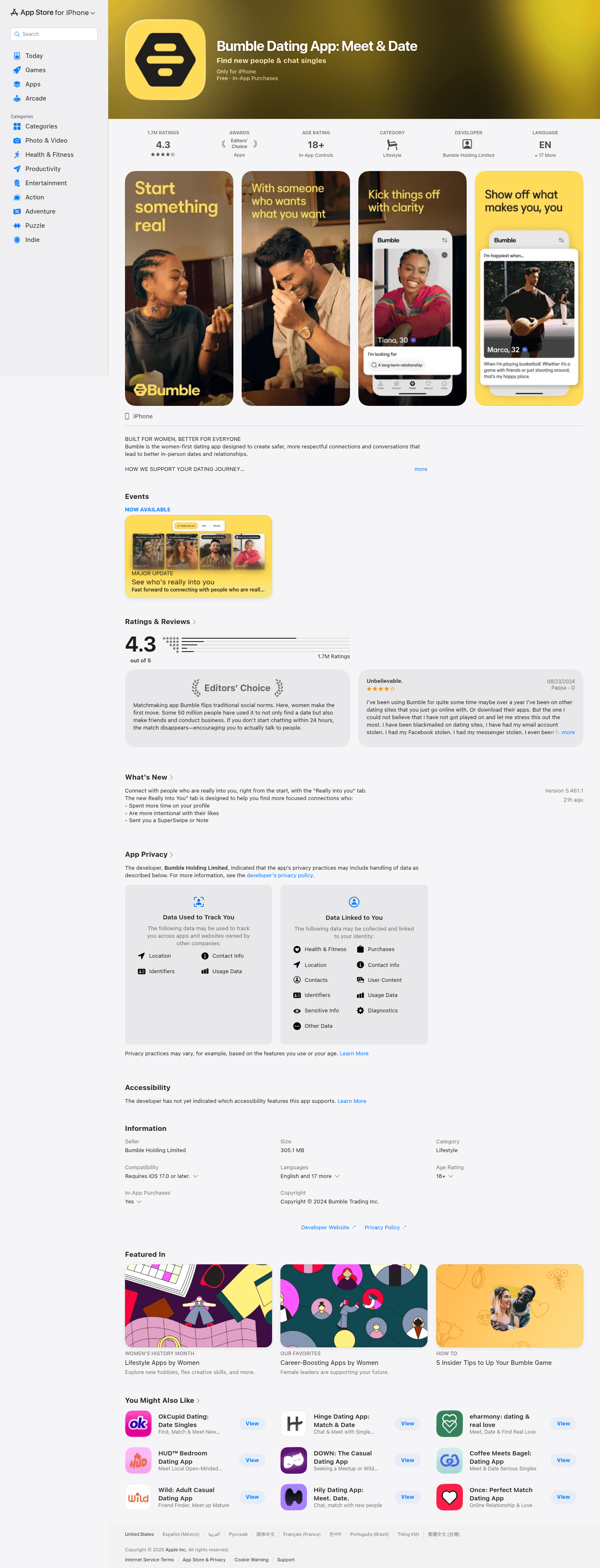 Bumble landing page