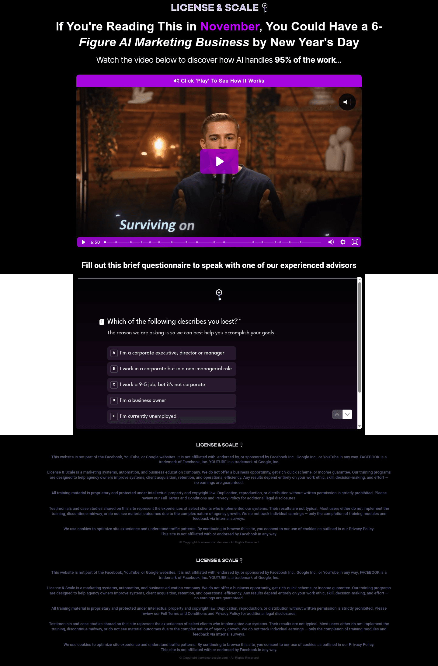 License & Scale landing page