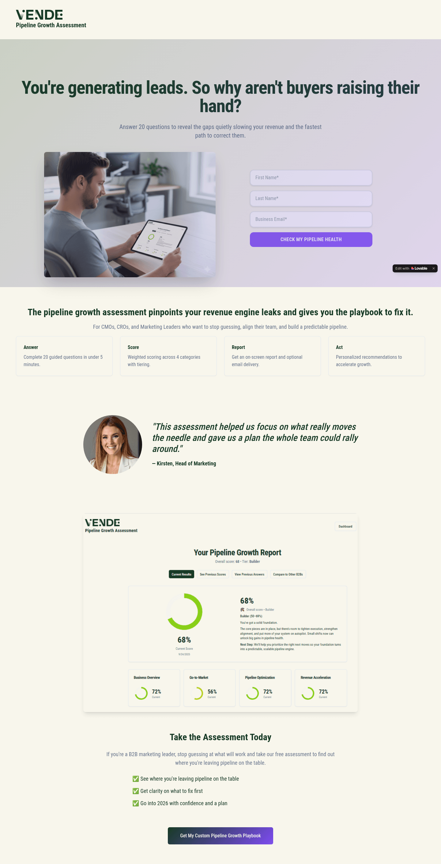 Vende Digital landing page