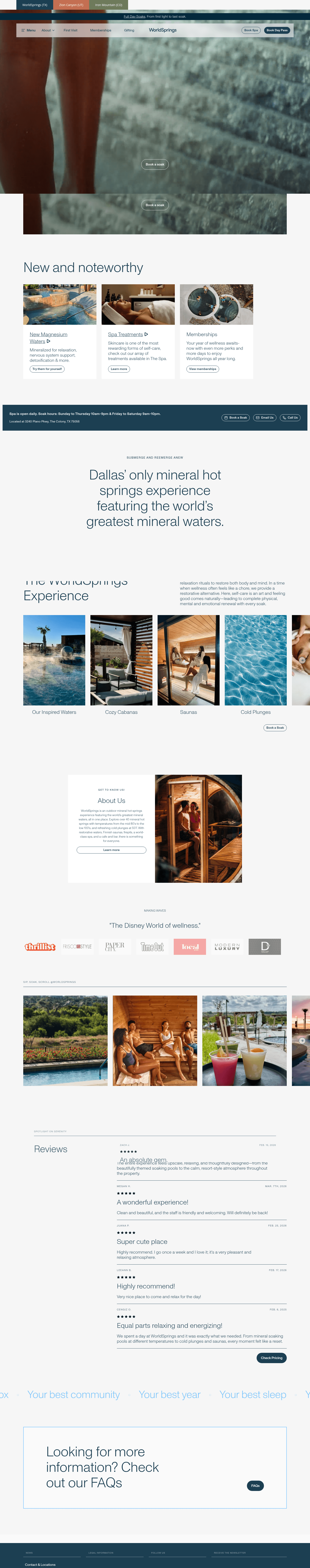 WorldSprings landing page