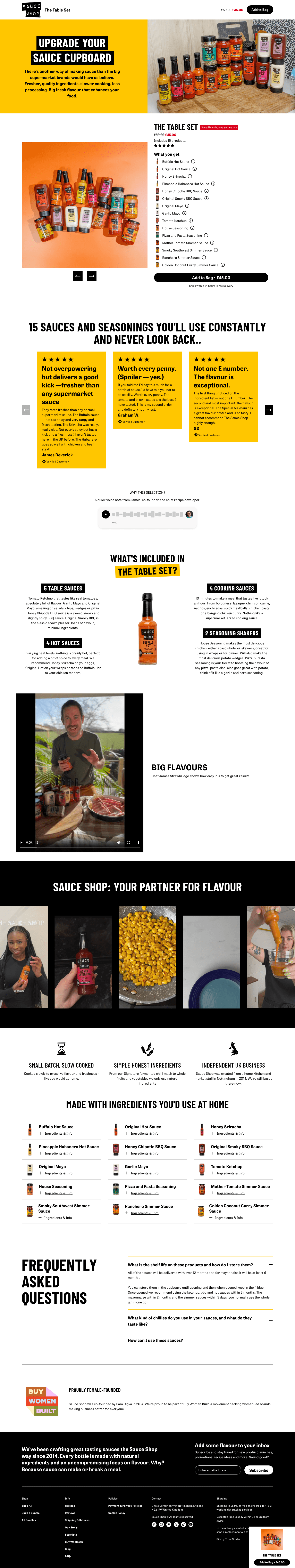 Sauce Shop landing page