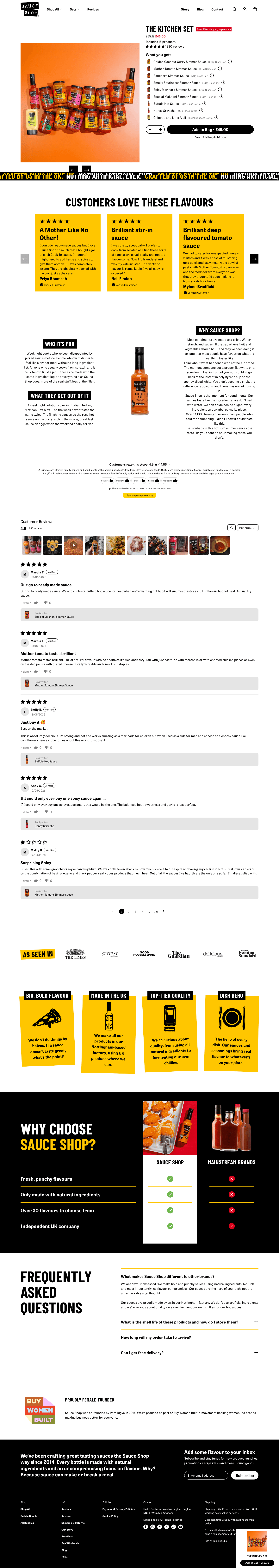 Sauce Shop landing page