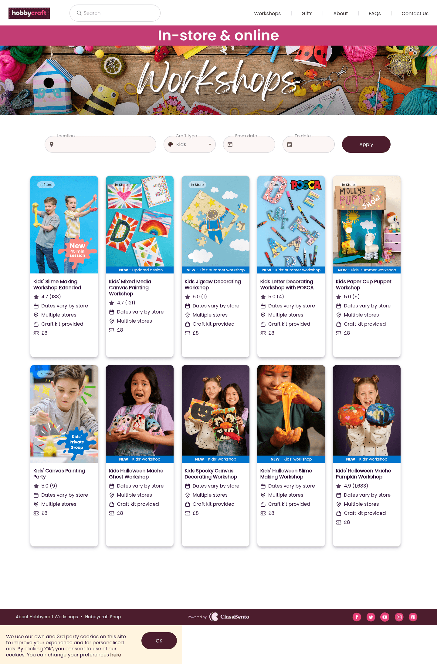 Hobbycraft landing page