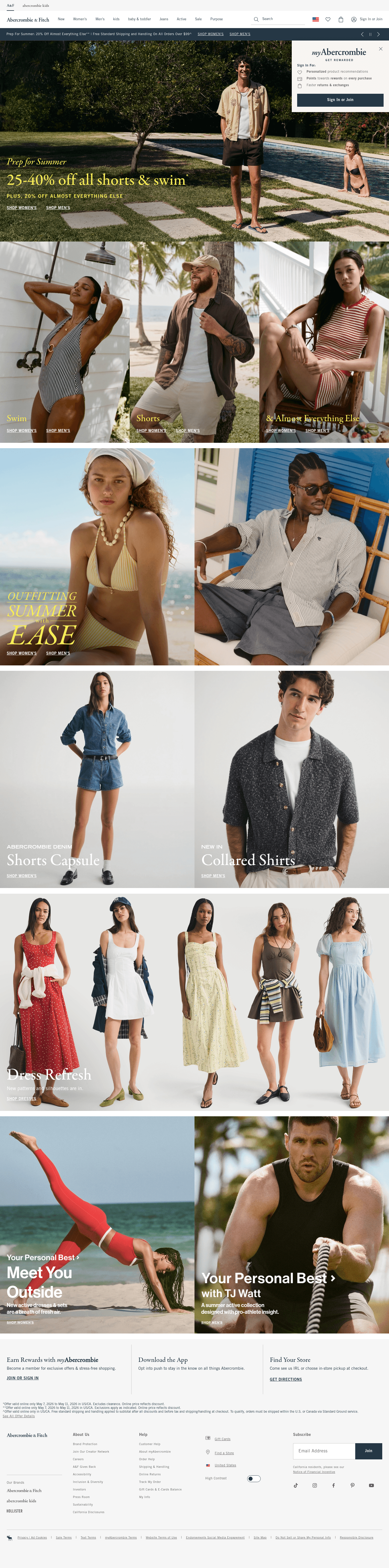 Abercrombie & Fitch landing page