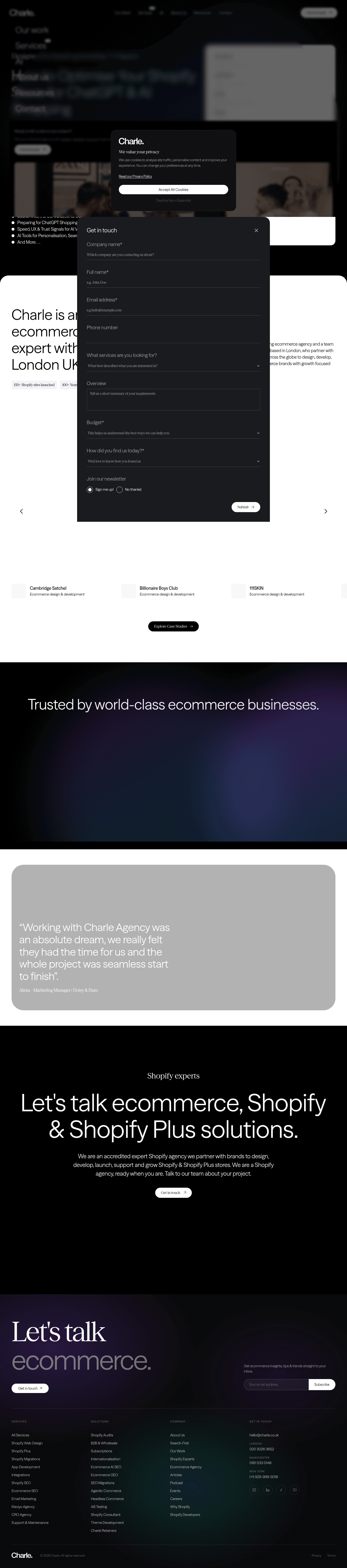 Charle Agency - Shopify Plus Partner Agency landing page