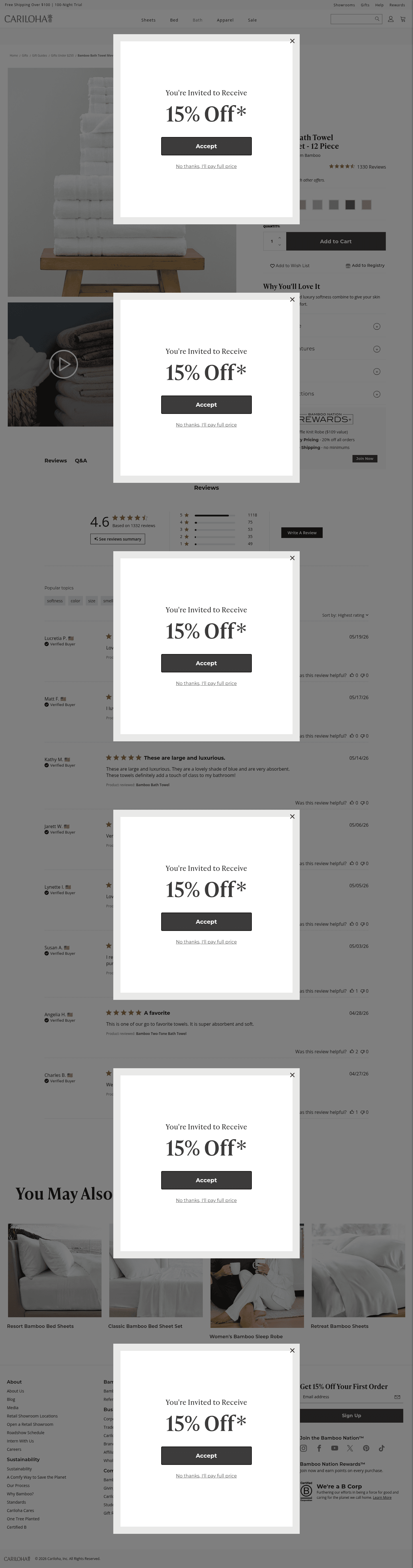 Cariloha landing page