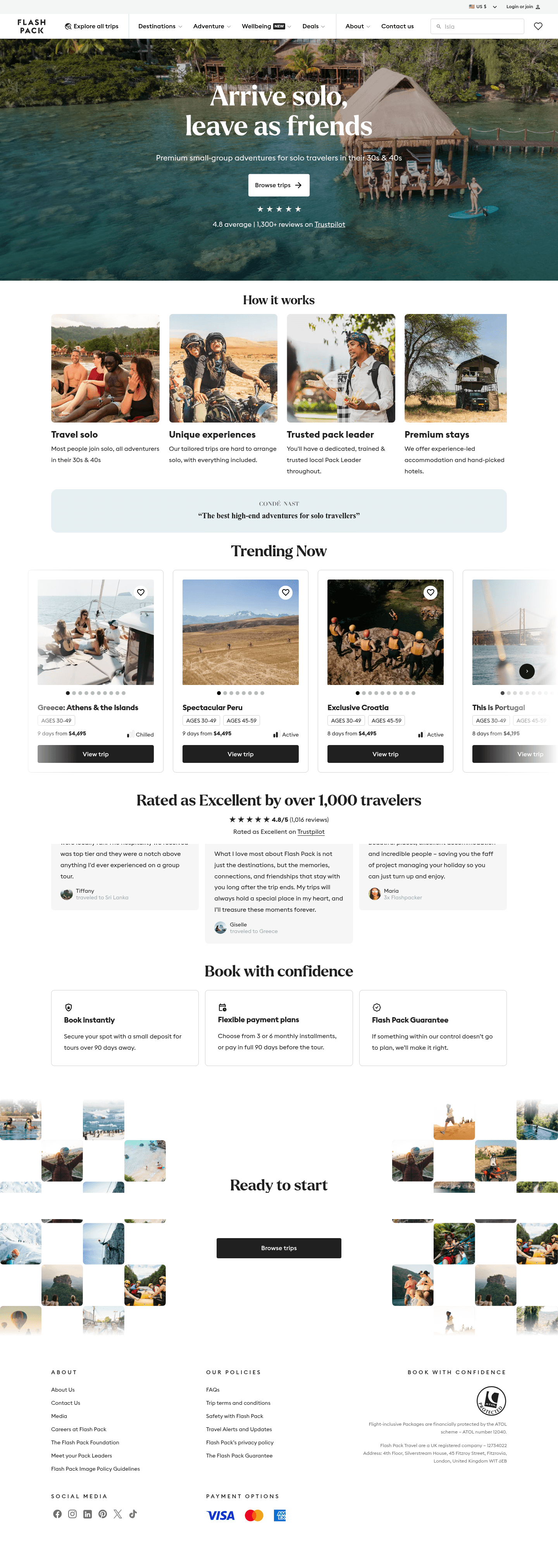 Flash Pack landing page