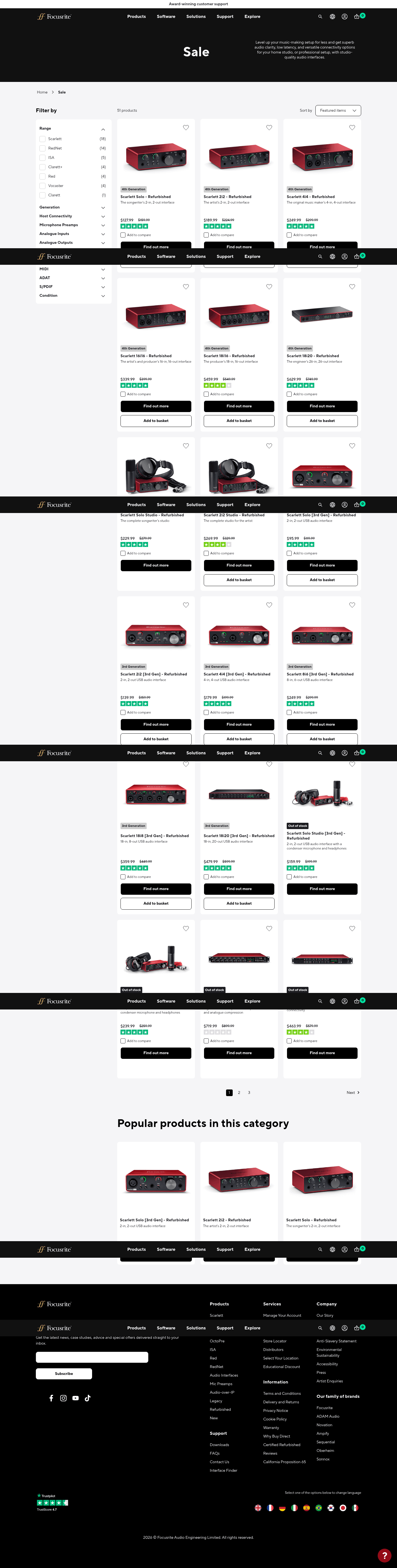 Focusrite landing page