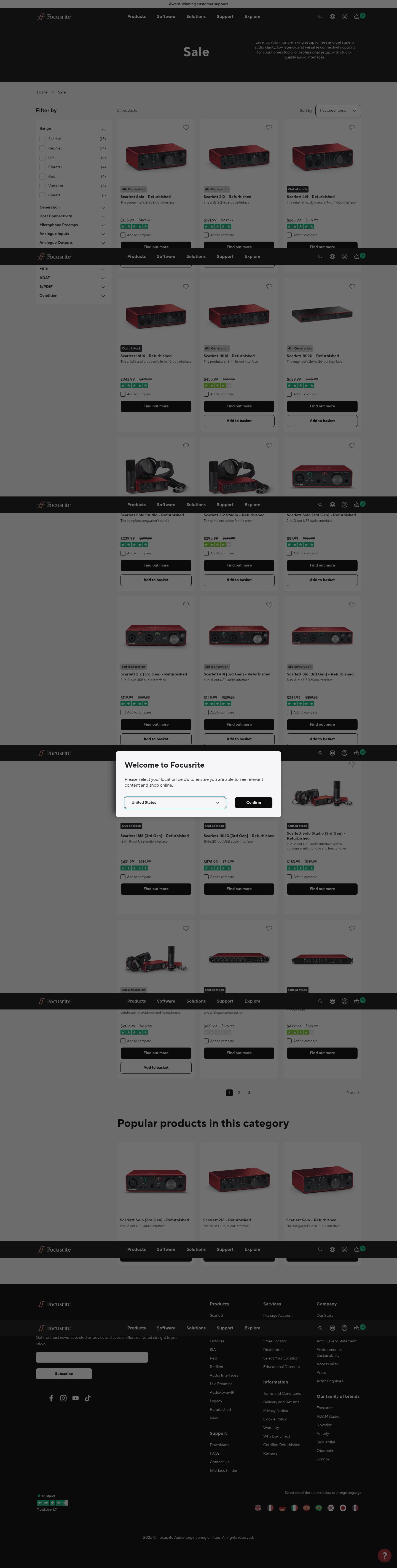 Focusrite landing page